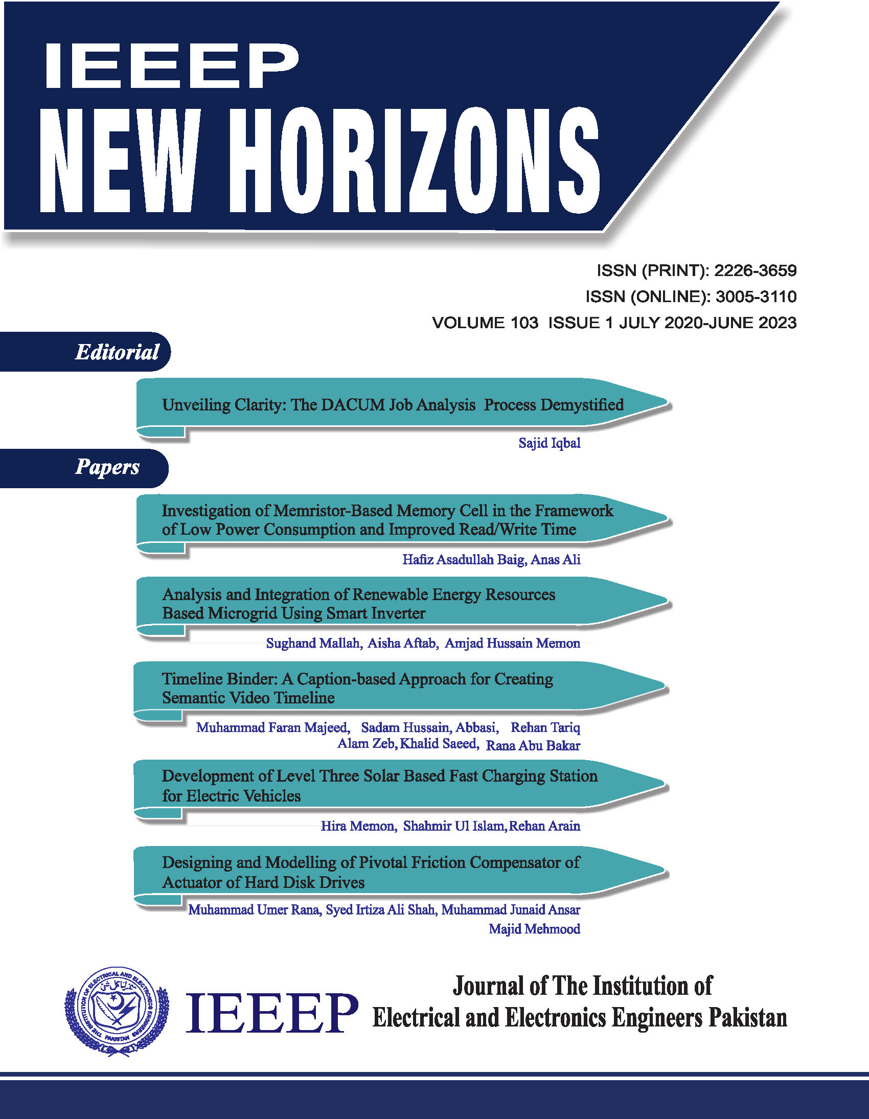 IEEEP New Horizons Journal Vol. 103 issue1